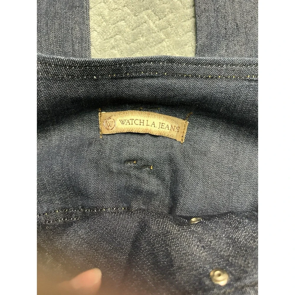 Watch LA High Waisted Skinny Jeans Dark Indigo Wash Button Fly Flattering Size 9